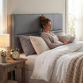 HAOBO Home Upholstered King Headboard Only, Modern Faux Leather Panel Gray
