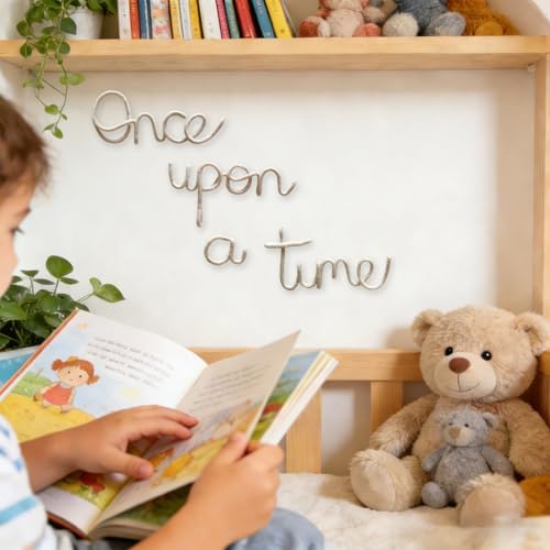 Once Upon A Time Sign Nursery Wall Decor Reading Knitted Wire Word Sign