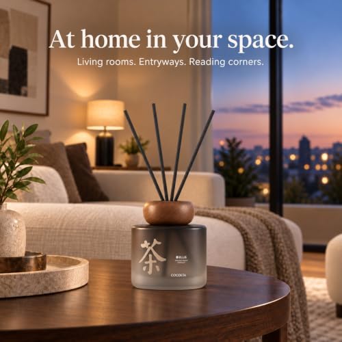 Midnight Camellia Magnolia Bloom Reed Diffuser, 5.9 Fl Oz – Creamy Floral Home Fragrance for Up to 90 Days - Reusable, Refillable Glass Holder - Includes 4 Natural Reed Sticks - Flame Free