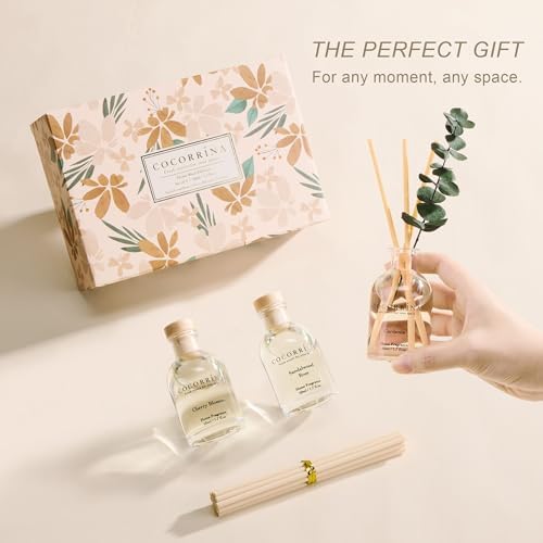 COCORRÍNA Reed Diffuser Set of 3 with Dried Eucalyptus for Home & Office