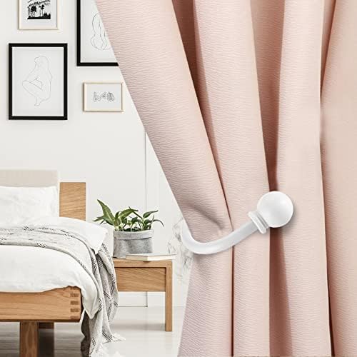 Sumnacon Curtain Holdbacks 2 Pcs Wall Mounted Curtain Tiebacks,White