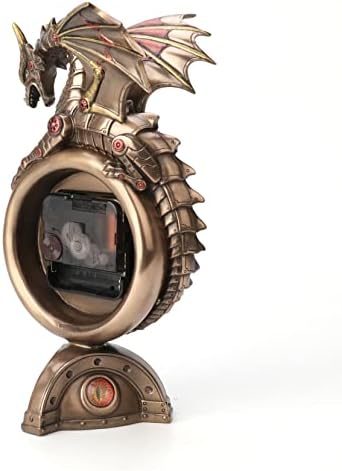 Veronese Design 9 Inch Steampunk Mechanical Dragon Clock Resin Sculpture Bronze Finish