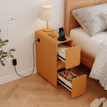 BOSHIRO 8″Narrow Nightstand, Slim Bedside Tables for Small Bedroom, Orange