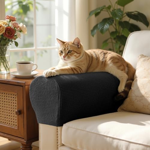 SUBRTEX Stretch Couch Arm Covers Set of 2, Non-Slip Sofa Armrest Slipcovers