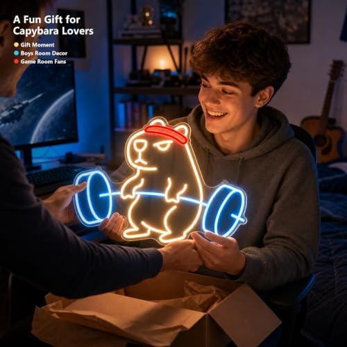Capybara Neon Sign, LED Wall Light for Room