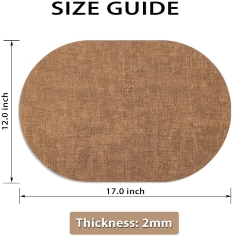 Faux Leather Oval Placemats Set of 12, Brown
