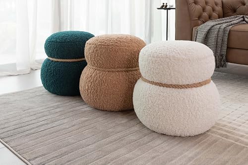 16.14" Cute Small Footrest Ottoman Teddy Fabric Snowman Shapes Footstool