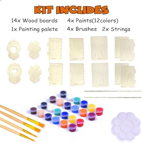 hapray 2 Pack Bird House Kits for Kids, DIY Birdhouse Kit Build and Paint