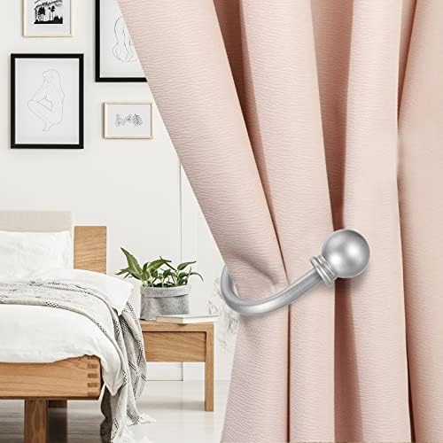 Sumnacon Curtain Holdbacks 2 Pcs Wall Mounted Curtain Tiebacks,Silver