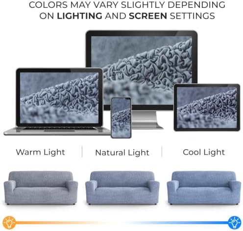 PAULATO Premium Stretch Couch Covers for Sofa - Sofa Chair Cover Washable, Dogs & Pets Friendly - Elastic Polyester Loveseat Slipcovers - Non-Slip Love Seat Couch Covers - Blue (64"-85" Wide)