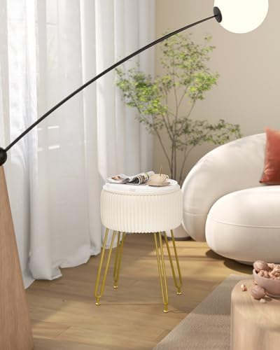 IBUYKE Storage Footrest Chair Ottoman, Makeup Vanity Stool, White LG-20M