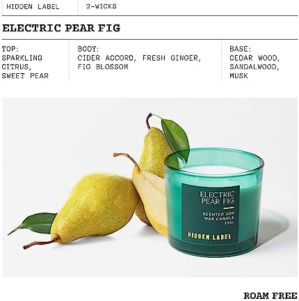 Hidden Label Electric Pear Fig Candle, 8.3oz, 45H Aromatherapy