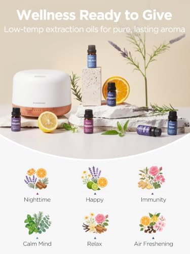InnoGear 500ml Aromatherapy Diffuser for Home 6 Essential Oils Gift Set