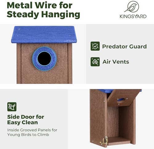 Kingsyard Wren Bird House with Predator Guard, Recycled Poly Lumber