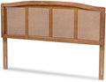Baxton Studio Marieke Mid-Century Modern Ash Wanut Finished Wood and Synthetic Rattan Full Size Headboard