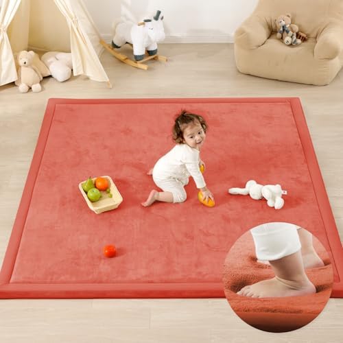 1.3" Thick Baby Play Mat, 50x50 Foam Tummy Time Mat – Brick