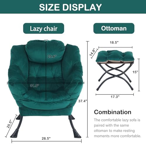LITA Lazy Chair with Ottoman, Comfy Accent Reading Chair