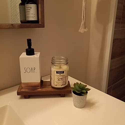 Wood Pedestal Soap Stand, Wood Riser (Antique Walnut)