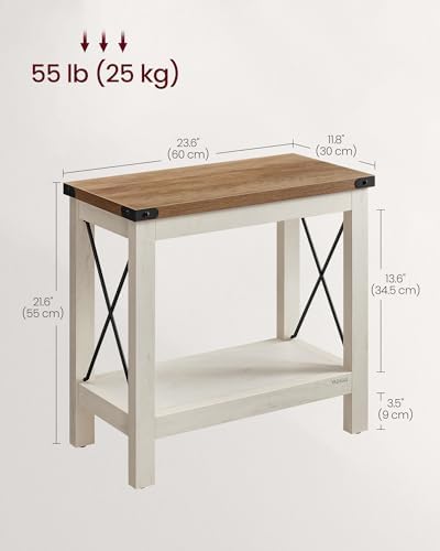 VASAGLE 2-Tier End Side Table, Small Accent Nightstand with Bottom Shelf
