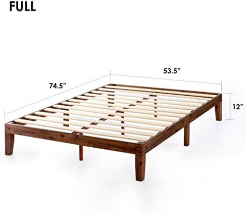 Mellow Naturalista Classic 12-Inch Solid Wood Platform Bed | Wooden Slats, No Box Spring Needed, Easy Assembly | Full, Espresso