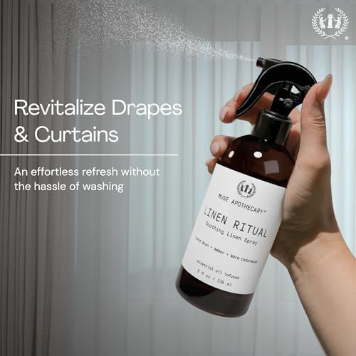 Muse Apothecary Linen Ritual - Aromatic, Soothing, and Relaxing Linen Mist, Laundry and Fabric Spray - Infused with Aromatherapy Essential Oils - 4 oz, Cara Orange + Fig + Blackberry Vanilla