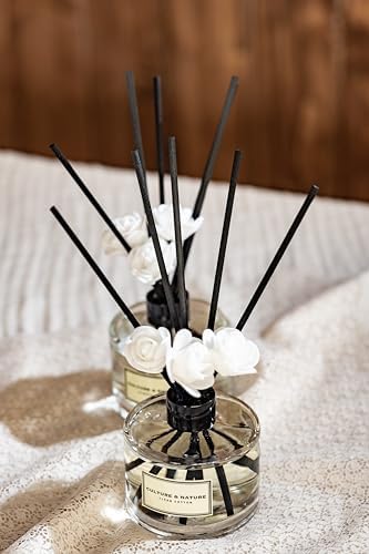 CULTURE & NATURE Reed Diffuser Set 6.7oz (200ml) Flower Market Scented Diffuser with Sticks Home Fragrance Reed Diffuser for Bathroom Shelf Decor