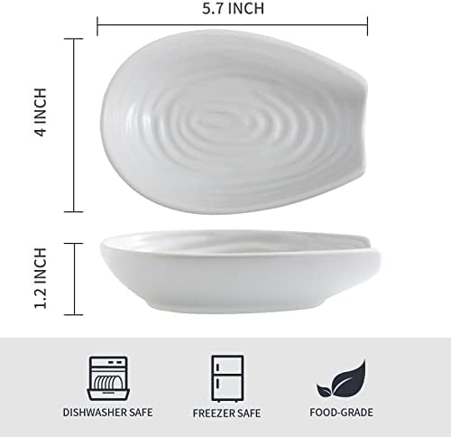 Hasense Ceramic Spoon Rest for Kitchen Counter, 5.7 Inch White Porcelain Spoon Holder for Spatula, Ladle and Tong, Farmhouse Cooking and Coffee Spoon Rest for Stove Top, 1 PC