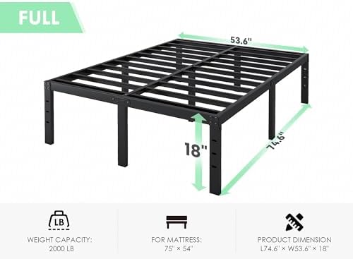 Full Size Bed Frame - 18 in Sturdy Platform Bed Frame Full