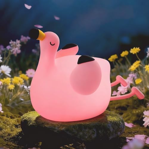 Flamingo Night Light, Kids Rechargeable LED Night Lamp with Timer