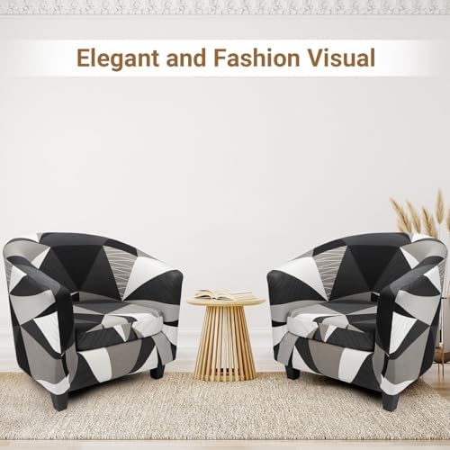 Barrel Chair Covers Slipcover 1 Piece, 2 Pack Club Chair Covers Furniture Protector with Arms, Round Soft Armchair Sofa Cover Removable Couch Slipcover for Bar Living Room Hotel Counter