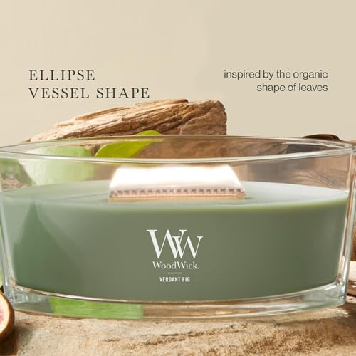 WoodWick Verdant Fig Scented Candle, Crackling Wick, 16oz