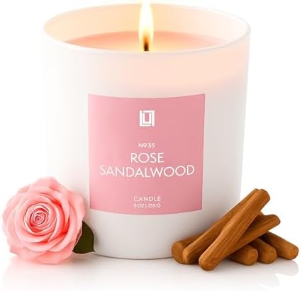 Lulu Candles | Rose & Sandalwood | Smells Floral & Woody | Luxury Scented Soy Jar Candle | Hand Poured in The USA | Highly Scented & Long Lasting (9 Oz. Limited Edition)