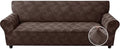 JIVINER 1 Piece Couch Cover for 3 Cushion Couch, Stretch Extra Large Sofa Covers with Elastic Bottom, Washable Oversized Sofa Slipcovers Feature Geometrical Jacquard Fabric (XL Sofa, Brown)