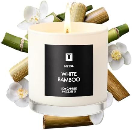 Lulu Candles | White Bamboo | Luxury Scented Soy Jar Candle | Hand Poured in The USA | Highly Scented Long Lasting (9 Oz.)
