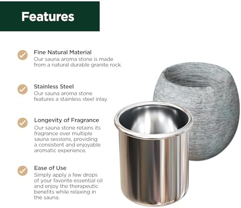 Northwood Sauna - Sauna Aromatherapy Stone Cup - Essential Oil Diffuser - Natural Rock with Stainless Steel Bowl