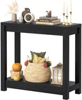 Besiost Small Farmhouse Wood Entryway Table Narrow Console Table with Storage Behind Couch Sofa Table with Shelves Entry Way Table with Open Storage, Easy Assembly, 32" Embossed Wood Grain Black