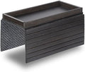 DETOR Sofa Arm Tray with Spacious 12.4" x 5.4" Storage Box, Ebony Bamboo Finish, Enhanced Non-Slip Felt Bottom, Sturdy Bamboo Slats, Fits Armrests 6" and Wider