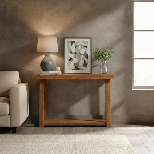 Plank+Beam Classic Console Table, with Shelf, 46 Inch, Pecan