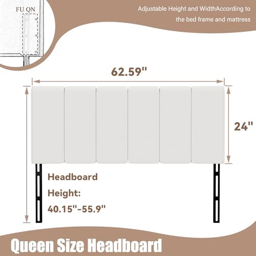 Yongchuang Queen Headboard Only, White Faux Leather Upholstered Head Board