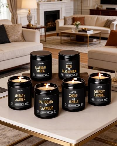 AOOVOO Scented Candles for Men - 6 Pack Candles for Home Scented