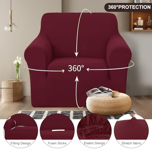 U-NICE HOME Stretch Recliner Chair Cover Armchair Slipcover, Burgundy