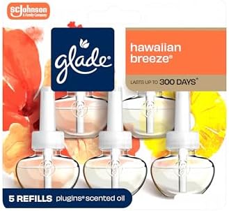 Glade PlugIns Refills Air Freshener, Scented and Essential Oils for Home and Bathroom, Hawaiian Breeze, 0.67 Fl Oz (Pack of 5)