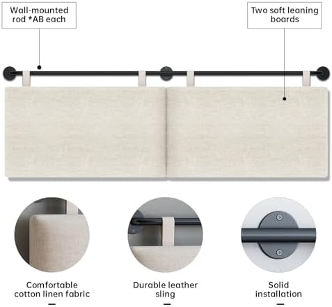 Headboard for King Size Bed, Wall Mounted Headboard with Fine Linen Upholstery and Button Tufting, Adjustable Heigh Head Board for Bedroom (Beige, King)