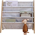 3 Sprouts Recycled Kids Bookshelf, Holds 35 Books, 4-Tier, Terrazzo Gray