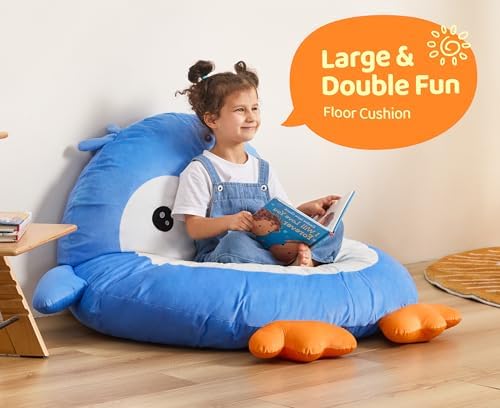 Hobestluk Bean Bag Chair Floor Bean Bag for Kids Playroom Living Room Blue