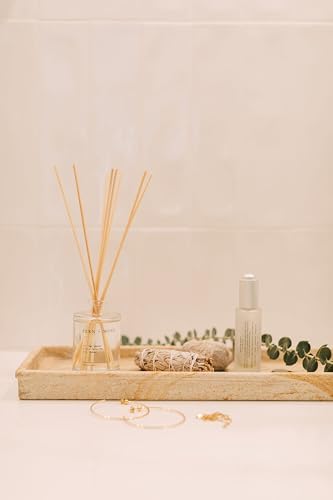 Brooklyn Candle Studio Reed Scent Diffuser - Fern & Moss - Relaxing Oil Diffuser, Sage, Lavender & Pine Fragrance, 8 Rattan Diffuser Reeds, Clean Ingredients - 4.4oz