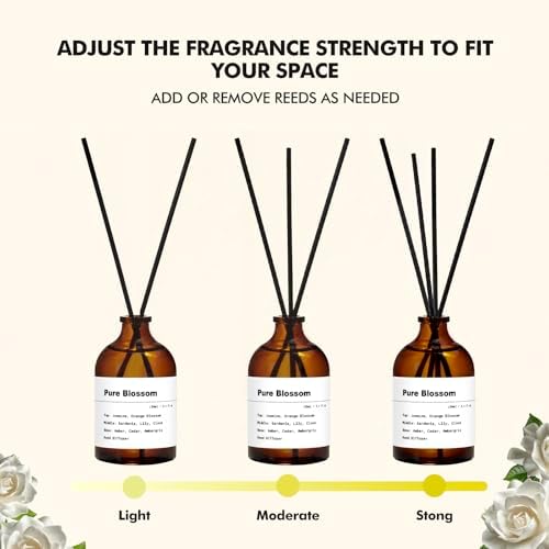 Reed Diffuser Set, Pure Blossom, 3.4 fl oz, Oil Diffusers with Sticks