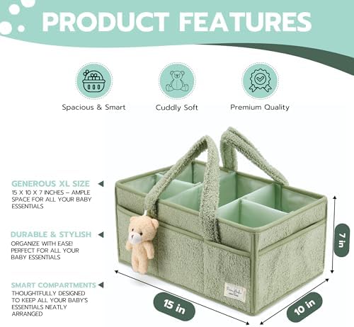Diaper Caddy Organizer for Changing Table, Storage Basket for Wipes, Gift for Baby Shower, Car Organizer, Nursery Organizer, Portable Storage (Pack of 2)
