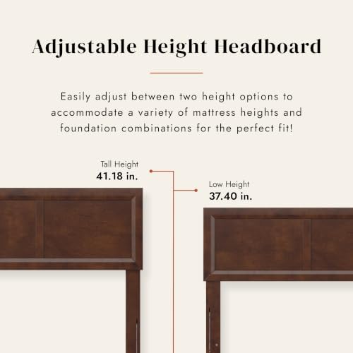 AFI, Sophia Adjustable Modern Queen Wood Headboard, Walnut