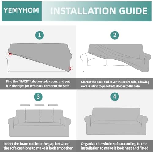 YEMYHOM Couch Cover Latest Jacquard Design High Stretch Extra Large Sofa Covers Pet Dog Cat Proof Oversized Slipcover Non Slip Magic Elastic Furniture Protector (X-Large, Leaf Patten Black)